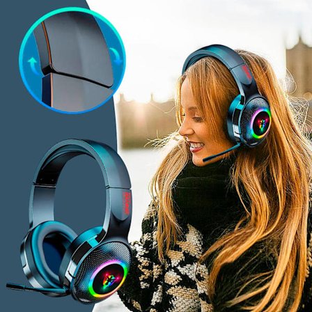 Hovedetelefoner med ledning, Esports-spilhovedtelefoner, Farverige Glødende USB 7.1 Interface, Hovedetelefoner med ledning - Udsalg