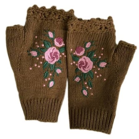 Strikkede fingerløse hansker Fingerløse hansker BRUN