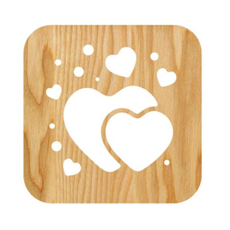 3D Trähjärta Nattlampa LED Skrivbordslampa Alla hjärtans dag Present Sovrum Heminredning