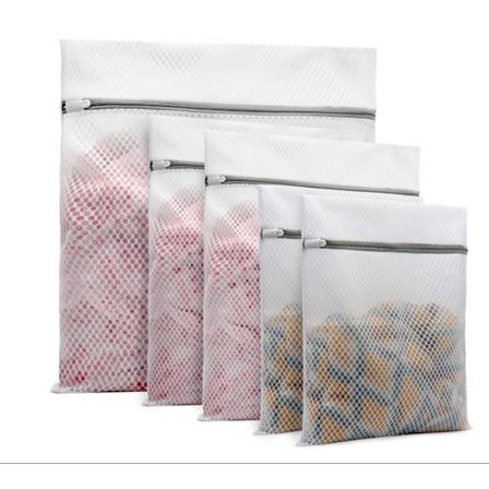 Honeycomb Mesh vasketøjspose med lynlås til finvask White