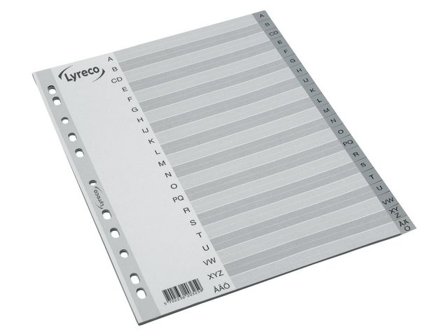 Lyreco Plastregister A4 PP A-Ö grå - Lyreco - Kontorsmaterial - Pärmar och register - Plastregister - Tryckta