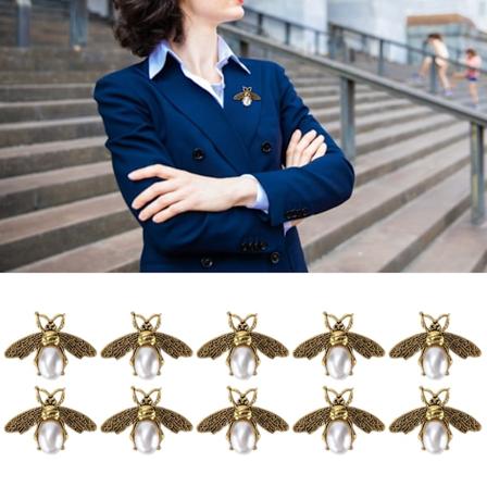 10 stk Brosjenåler Honningbieformer Flerbruks Dekorative Perlenåler for Klær Sko Vesker Hårtilbehør Dekorasjon 3,5x4,7cm Gull