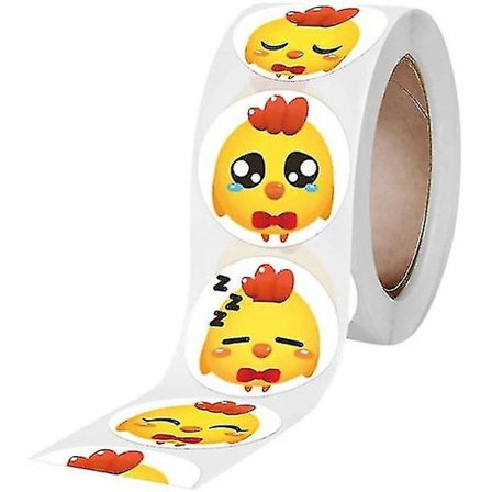 500 styks påskeklistermærkerulle kyllingeemballageetiketter Klistermærker Runde selvklæbende forseglingsgavemærkater