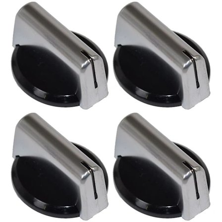 Baumatic Kompatibel Erstatning Svart Sølv Ovn Komfyr Platetopp Kontrollknapp Pakke med 4【PL】