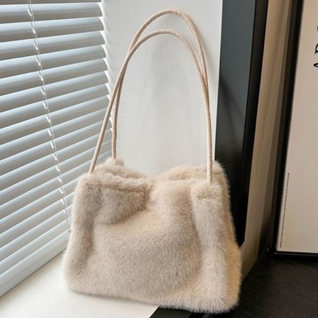 New Korean Style Handbag Plush Shoulder Bag Temperament Capacity Large Bag Shoulder Bag H9Z4