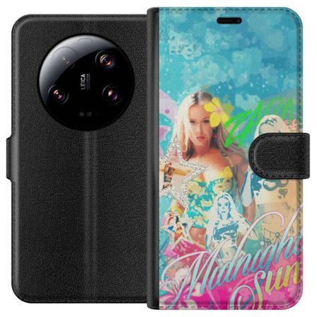 Yhteensopiva Lompakkokotelo Xiaomi 13 Ultra Seikkailumaailma Steve, Creeper ja eläimillä värikkäässä palikkagrafiikassa