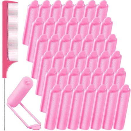 43 Delar Skum Svamp Hårrullar Set, Mjuka Sov Hår Curlers 1,5 cm Flexibla Hårstyling Svamp Curlers Och Rostfritt Stål (rosa)