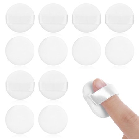 Mini Pudderkoster, 12-pakning Mikrofiber Sminkesvamper, Fingerstørrelse Applikatorer for Kompakt og Presset Pudder