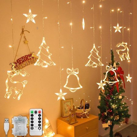 LED-lysslynge julegardinlys 3,5M vanntett fe lys