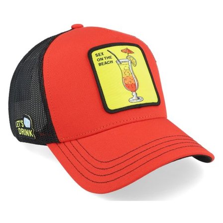 Capslab - Röd trucker Keps - Cocktails Sex On The Beach Black/Red Trucker @ Hatstore