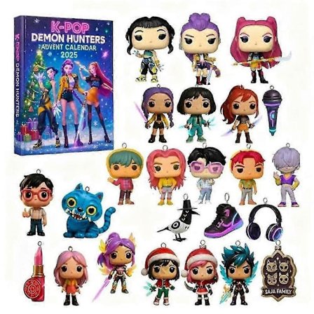 Demon Hunters Kpop Julekalender 2025 med 2D Akryl Vedhængs Charms til Jul (LGL)