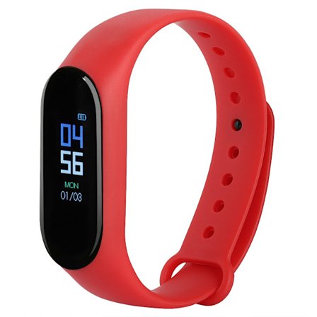 Bluetooth Smart Armband Klocka Hjärtfrekvens Fitness Tracker Hjärtfrekvens Blodtryck (Röd)