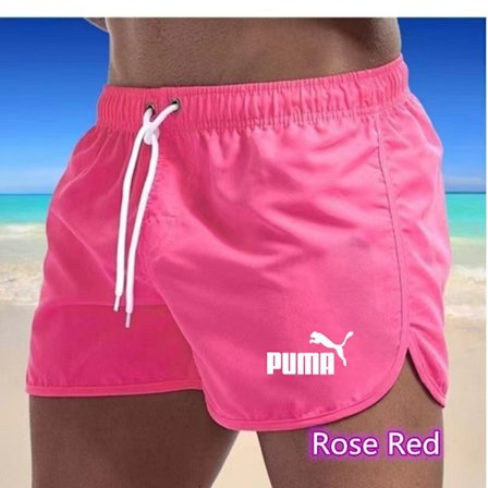 Flerfärgade sportshorts i strandpolyester med tre punkts puma Rose red XL