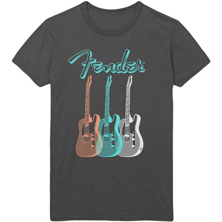 Fender Unisex Vuxen Triple Guitar Bomull T-Shirt XXL Charcoal G