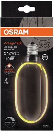 OSRAM Led Dekorasjonspære E27 Ø100 12 110lm Smoke Dim Ekstra Varm
