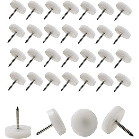 Betterlifefg-fötter Plastglidare att spika för stolar Möbler Bord - Diameter 20 Mm Triomphe - Rund - Färg Vit Förpackning om 200