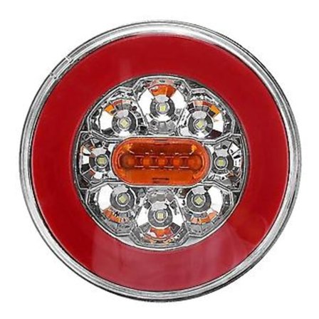 Runde LED 4 i 1 lastebil baklys 12-24v dynamisk baklys blinklys revers bakbrems stopplys for