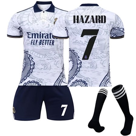 22-23 Real Madrid Drage Mønster T-skjorte Fotballdrakt Sett HAZARD 7 HAZARD 7 Kids 22(120-130CM)