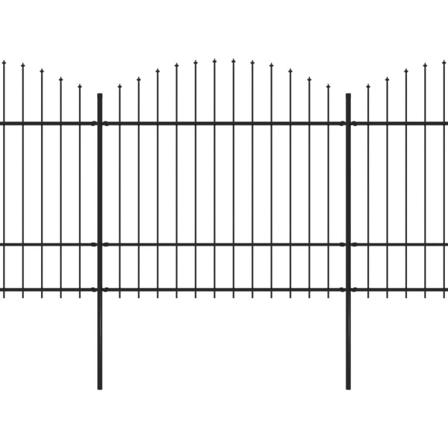 Vidaxl Trädgårdsstaket Med Spjuttopp Stål (1,5-1,75)x5,1 M Svart Svart