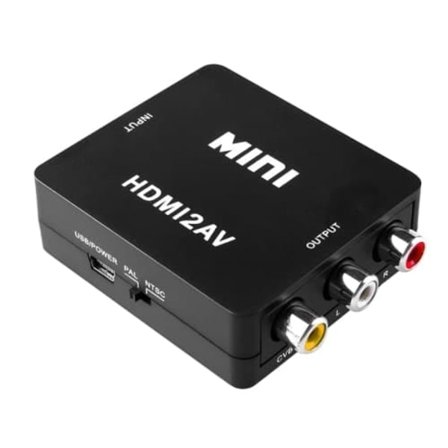 HDMI til AV Adapter - (3x RCA) NTSC / PAL Kompatibel - Sort
