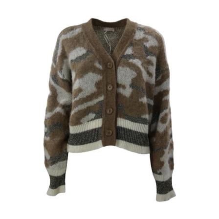 Liu Jo, Cardigans Bruin, Dames, Maat:S,polyester,Camouflage