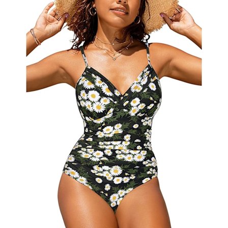 2025 Amazon Bästsäljare Baddräkt Sexig Enfärgad Korsad Åtsittande En-Dels Bikini Fashionexport Baddräkt Vit blomma