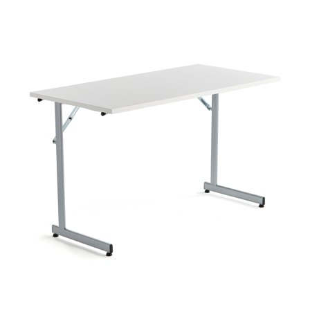 Konferenztisch CLAIRE, klappbar, 1200 x 600 mm, Laminat weiß/alugrau