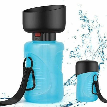 Hopfällbar hundvattenflaska 500 ml, bärbar hundvattenflaska, husdjursdrickflaska för utomhuscamping, presenter till hundar katter (blå)