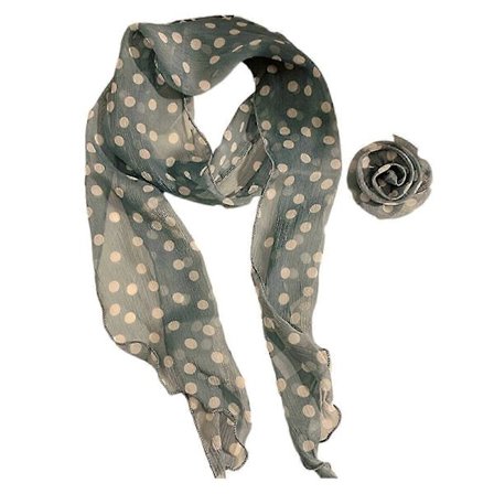 Elegant prikkete silkebåndssjal, allsidig silkesjal, skjerf for kontor og hverdag, enkel matchende dametilbehør, hvite prikker