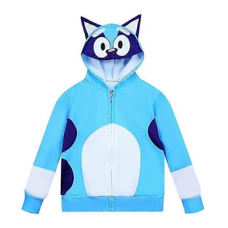 Bingo Bluey Tecknat Tryck Hoodies Jacka Barn Pojkar Flickor Casual Långärmad Tröja Jacka Dragkedja Huvjacka Ytterkläder