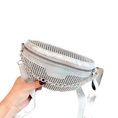 PU-nahkainen crossbody-rintakassi naisille Silver