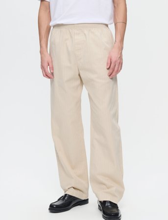 WOOD WOOD Wwlax Herringbone Trousers - Cream - M