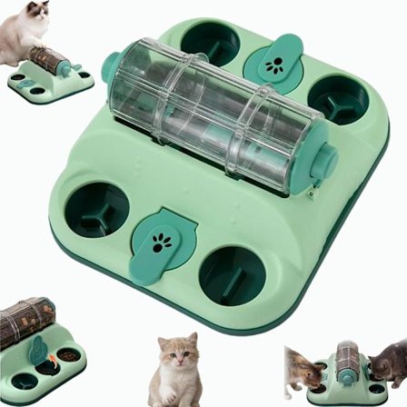 Grøn Interaktiv Godbidsdispenser & Slow Feeder til Katte & Hunde - Sjovt Mentalt Stimuleringslegetøj til Små og Mellemstore Kæledyr