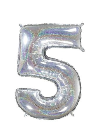 Number Foil 5 Hologram Silver 70 Cm Silver IPK