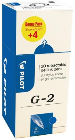 Pilot G-2 516477 Kulspetspenna 0,7 mm, 20-pack Blå, Märka & markera