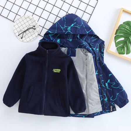 Pojkar Långärmade Bokstäver Print High Neck Coat Full Zip Ytterkläder