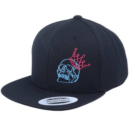 Kiddo Cap - Kids Neon Summer Skull Crown Black Snapback Snapback Black Cap - @ Hatstore