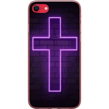 Yhteensopiva Puhelinkuori Apple Apple iPhone 7 Neonristi purppuranvalossa tummaa tiiliseinää vasten, symbolinen motiivi vahvalla hohto moderni estee