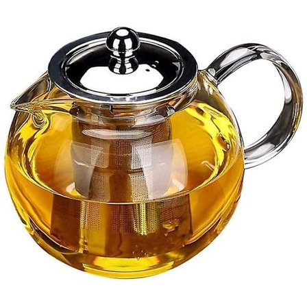 Glas Teekanna med Avtagbar Infuser, Säker Kanne och Löst Te