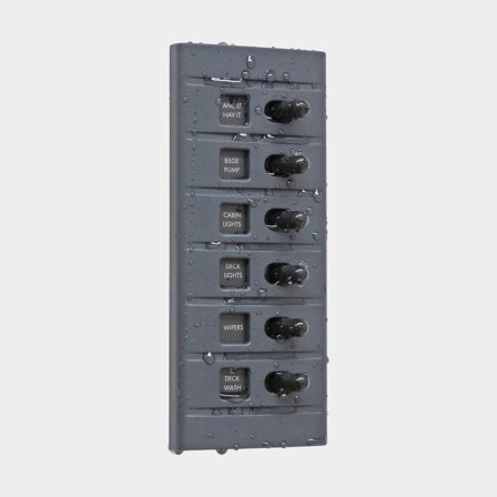 Switch panel / fuse panel Connex Waterproof Switch Panel, 12 V DC, 15 A, 6 switches, with spade fuses