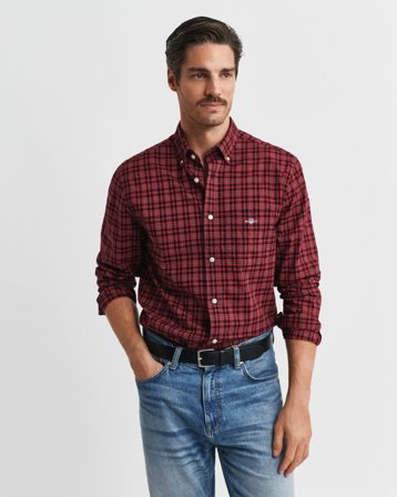 GANT Herren Regular Fit Classic Popeline Hemd mit Karomuster (S) Rot