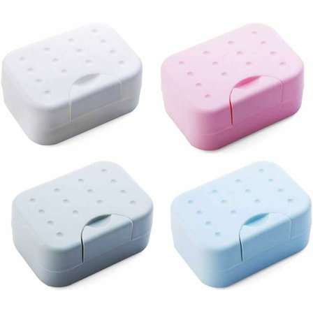 4-pack Rese Tvålkopp, Tvålhållare med Lock, Tvålfat med Lock, Plast Tvålkopp, Lätt att Rengöra Tvålhållare för Badrum, Dusch och Kök