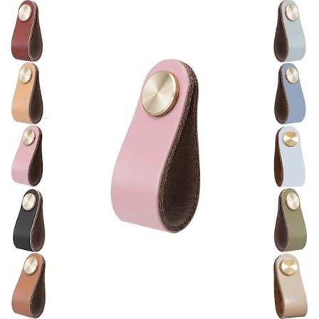 [CA] Lærgrep for skap, 2 skuffehåndtak, antikollisjonshåndtak for retro møbeldører for kjøkkenskap (Rosa)