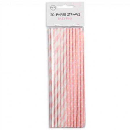 Papperssugrör Mix Ljusrosa 20-pack