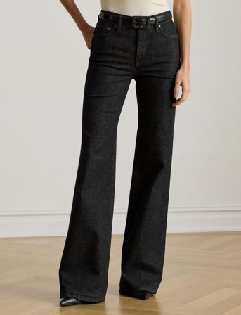 Lauren Ralph Lauren High-Rise Flare Jean - Black - 34