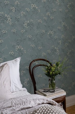 Duro Tapet, Sonja 536-03 Flora, L, Blå, Färg & tapeter