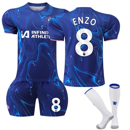 2024-2025 Chelsea koti jalkapallopaita lapsille sukilla NO.8 ENZO Fernández-Xin