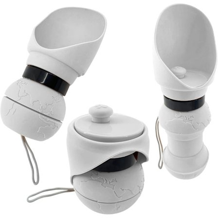 Sammenleggbar vannflaske i silikon for kjæledyr - 560 ml reisekopp for hunder og katter | Lett, lekkasjesikker og lett å rengjøre (hvit)