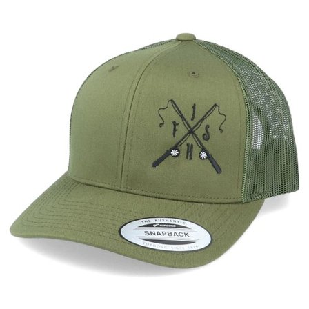 Skillfish - Grön trucker Keps - Fish Rods Cross Olive Trucker @ Hatstore