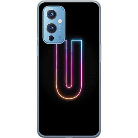 Kompatibel Mobilcover til OnePlus OnePlus 9 Minimalistisk neonbogstav U i farverig lyseffekt mod sort baggrund